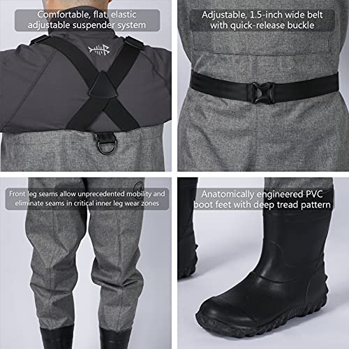 Cuissardes légères BASSDASH IMMERSE pour pêche et chasse gris camouflage