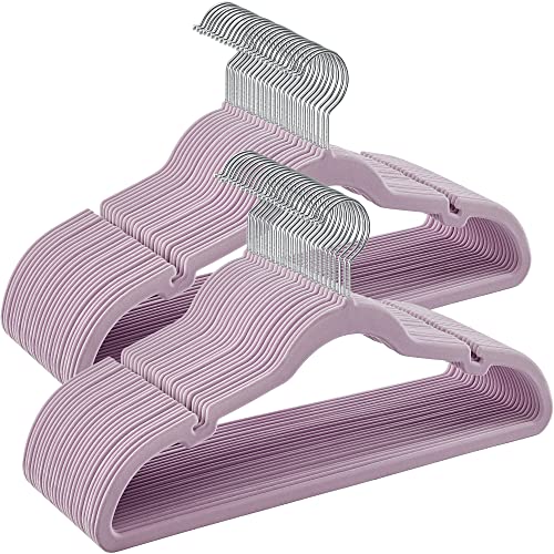 SONGMICS Velvet Hangers 50 Pack, Non-Slip Clothes Hangers, Suit Hangers with Shoulder Notches, Pants Bar, 360° Swivel Hook, Space-Saving, for Closet,