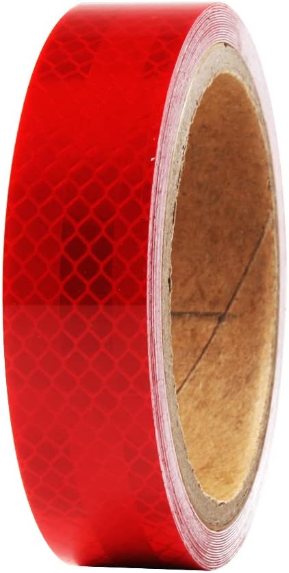 Reflective Tape 1 inch Wide 15 FT Long High Intensity Red Trailer Reflector Safety Conspicuity Tape for Vehicles Trucks Bikes Cargos Helmets