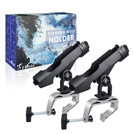 AresKo Fishing Boat Rod Holder, Fishing Rods Holder, Fishing Rod Racks with 360 Degree Adjustable Large Clamp (2 Pack)