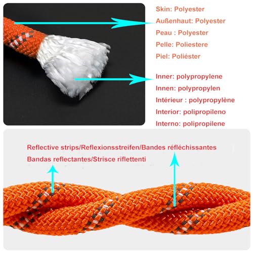 Northpada 3/8 In (10Mm) X 16 Ft (5Meter) Rope Climbing Rope Marine Rope Anchor Rope Boat Rope Rappelling Rope Float Rope Tree Swing Rope Sail Rope Static Rope Orange thumb #1