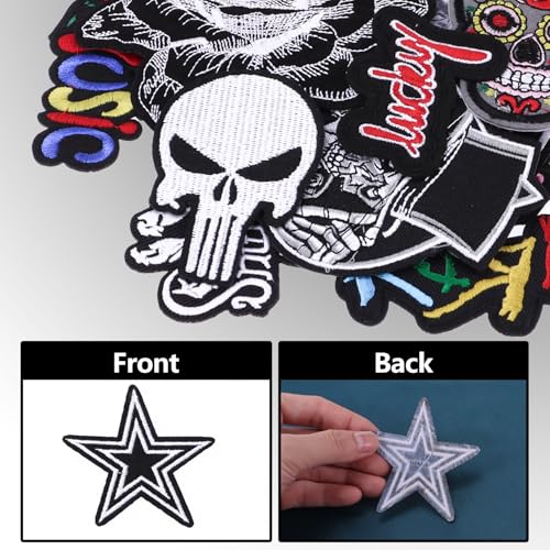 30Pcs Dark Embroidered Patches, Assorted Cool Punk Iron On Patch Applique by OEMOO - Used condition - Image 8