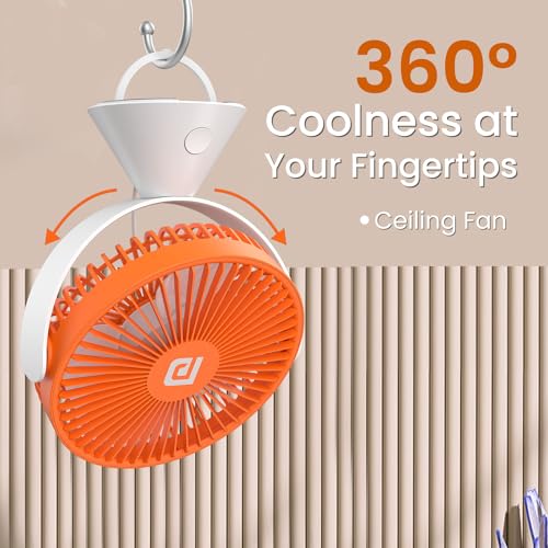 Image of Portronics Aero Breeze Portable table Fan 178mm, USB Rechargeable Fan, 3 Speed Airflow, Battery Powered Silent Operation, 4 Hours Back Up, 360 Rotatable USB Fan, BLDC Fan for Kitchen,Office,Home