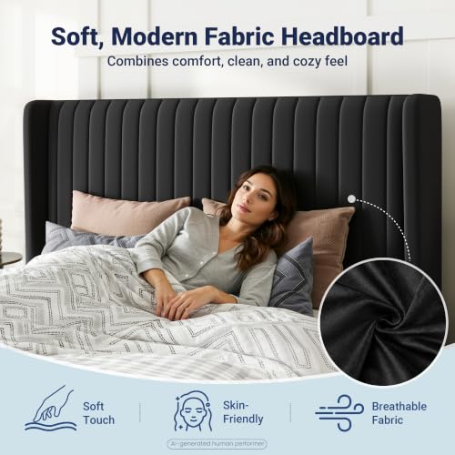 Image of Allewie Full Size Lift Up Storage Bed Frame Channel Tufted Headboard Black