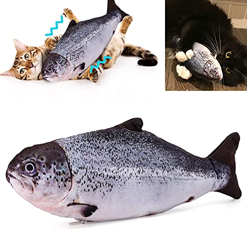 Peixe de brinquedo para gato, peixe de simulação de pano de pelúcia elétrico com catnip para gatos p
