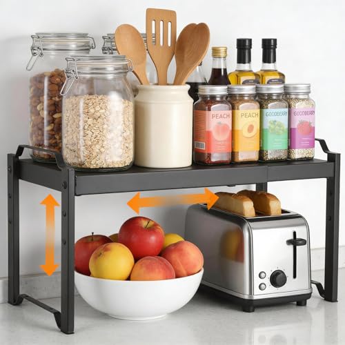 Fentar Etagere Placard, 32-53 cm Etagere Cuisine Extensibles, Etagere Rangement Cuisine pour Plan de Travail, Rangement Placard à 3 Réglages de Hauteur,...