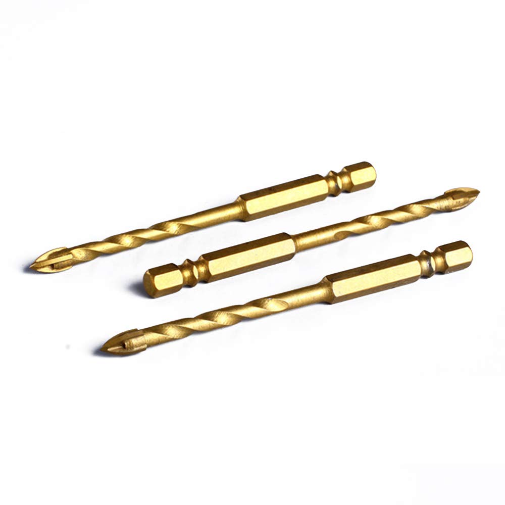 Titanium Tungsten Drill Bit,6mm, Carbide Tipped Tile Glass Cross Spear Head