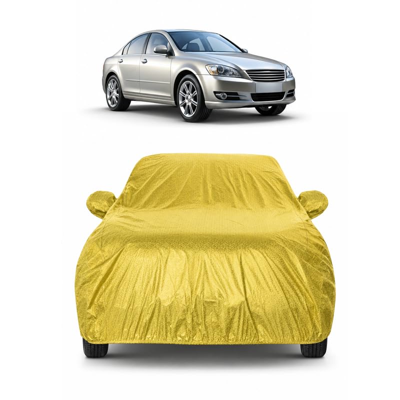 Image of PROTEGO All Weather Protection Car Cover for Ameo | Anti Dust, 100% Waterproof, Custom Fit, Multi-Layered, Elastic Grip, Buckle Hook with Mirror Pocket | (Gold)
