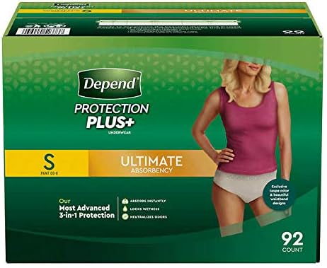 DependProtection Plus Ultimate Underwear for Women Small 92ct