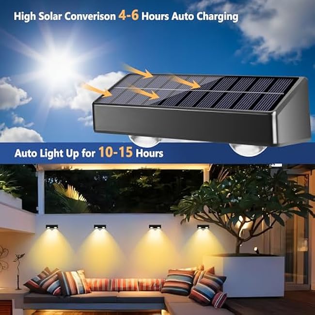 Brizled Solar Fence Lights Outdoor, 8 Pack 9 Colors & 11 Modes - Warm White/Cool White/RGB Color Changing Solar Wall Lights, 100lm IP65 Waterproof Outdoor Lighting for Halloween Railing Wall Fence