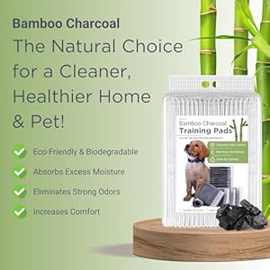   Eco-Friendly-Bamboo-Charcoal-Disposable-Pee-Pads-for-Dogs-Puppies-Natural-Maximum-Absorbency-Quick-Dry-Leak-Proof-Durable-Pads-Standard-50-Count