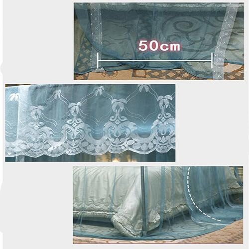 Cama con dosel de acero inoxidable contra mosquitos con dosel Queen S rojo 4