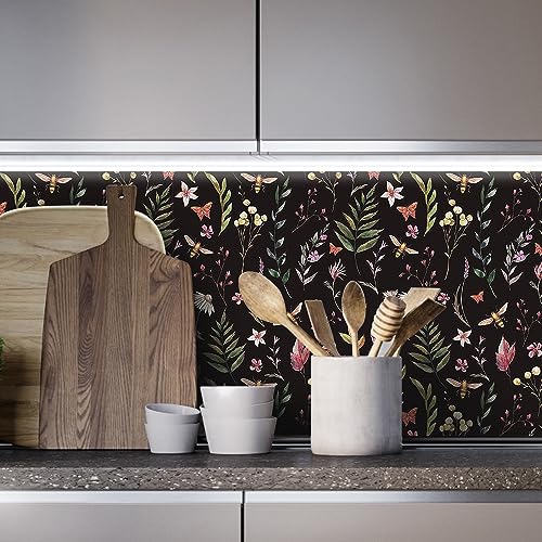 Papier peint vinyle motif aquarelle fleurs papillons 45 x 600 cm