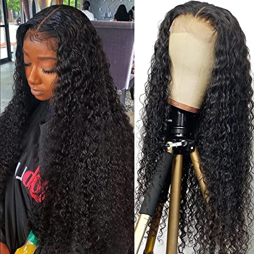 Lace Front Wigs Human Hair Water Wave 4x4 Lace Frontal Wigs Human Hair Wigs for Black Women Human Hair Lace Front Wigs Pre Plucked with Baby Hair Natural Color (28 Inch, 4x4 Water Wave Lace Front Wig)