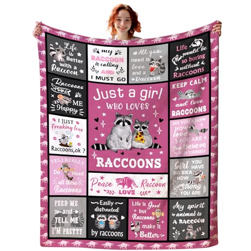 Dizogogo Raccoon Blanket Raccoons Gifts for Women,Funny Raccoon Stuffed Animal Throw Blankets Best Raccoon Birthday Gifts for Kids Girls Adults 60"X50"