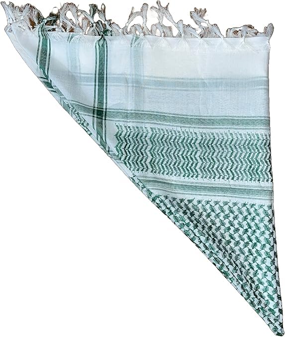 Arab Keffiyeh Shemagh All Original Made In Palestine Scarf Kufiya Arafat Cotton Hatta Scarf Bandanas Iraq Shemagh Green and White2