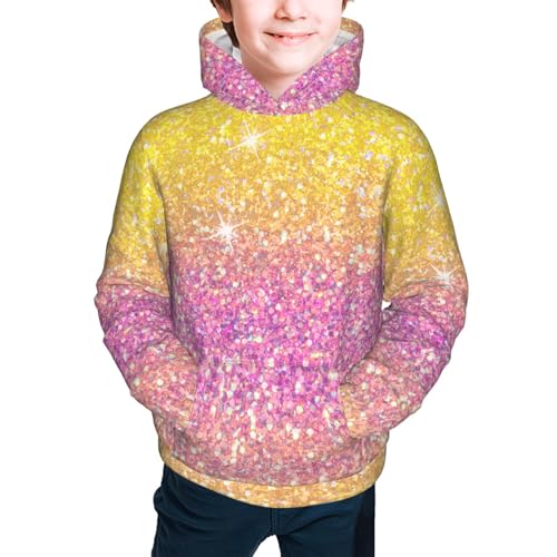 Rainbow Glitter Hoodie Youth Hooded Sweatshirt 3D Digital Printed With Pockets Tops4