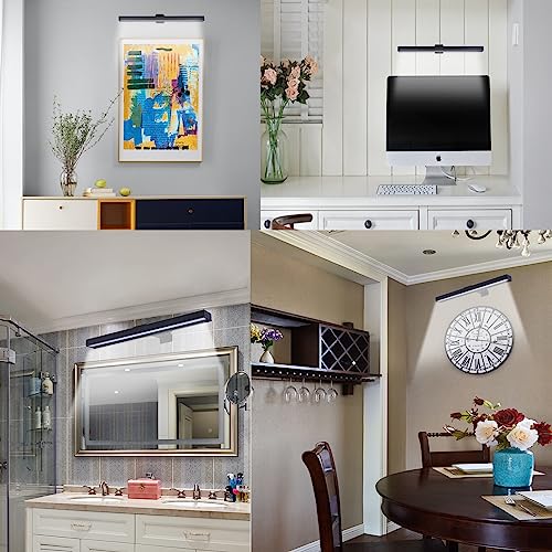 Image of Wireless LED Picture Light 16in with Remote,Dimmable and Timer Picture Lights for Paintings,Metal Rechargeable Art Light Display Lamp,3 Modes,Dartboard Light for Frame Picture Gallery Portrait
