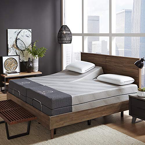 Image of Blissful Nights 13 inch Ananda Cool Gel and Pearl Infused Hybrid Mattress with Head Tilt Adjustable Bed Base Combo Set (Cal King Split)