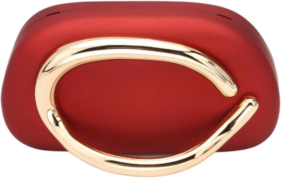 RomanticDesign Women Vintage Evening Clutch Box Bag Metal Decor Handle Crossbody Purse for Party Wedding Prom, Red