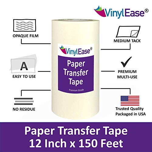 Vinyl Ease 12 inch x 150 feet roll of Paper Transfer Tape with a Medium Tack Layflat Adhesive. Works with a Variety of Vinyl. Great for Decals, Signs, Wall Words and More. V0844 - Thumbnail 4