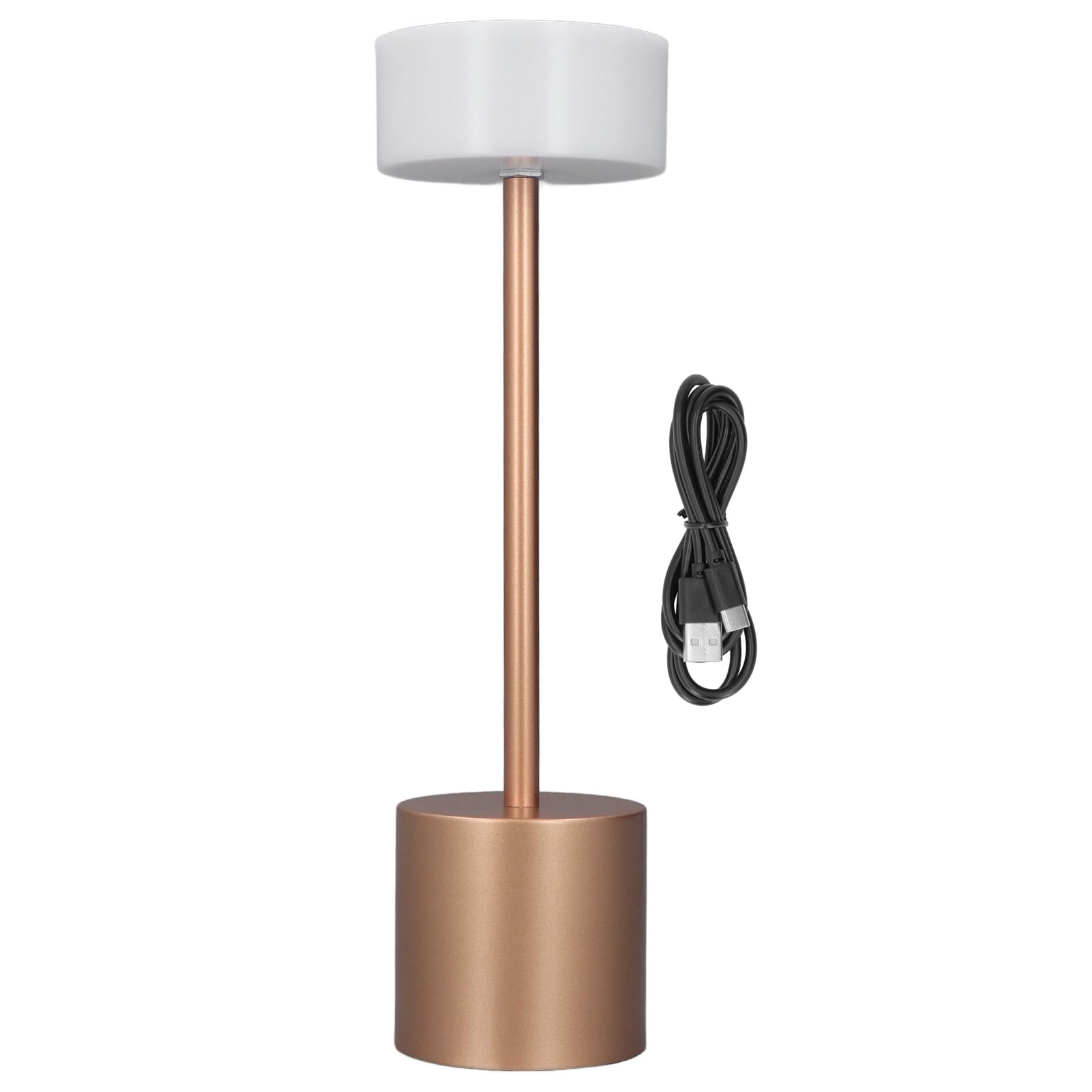 Lámpara de Mesa USB, Lámpara de Escritorio LED, Atenuación Continua, Moderna y Sencilla, Batería de 2000mAh Tipo C, Carga Inalámbrica para Oficina (Oro rosa)
