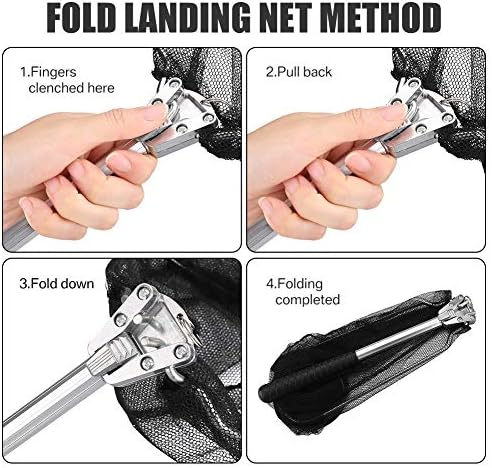 HEYOMART Fishing Net Fish Landing Net, Foldable Fixed Pole Handle, Durable Nylon Material Mesh, Safe Fish Catching or Releasing