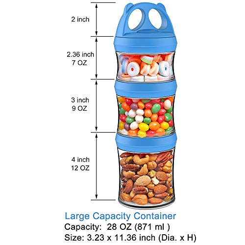 Benelabel Snack Jars 3-Piece Twist Lock Stackable Containers Travel, Formula Travel Container For Storing Milk, Protein Powder, Snacks, Travel Items, Bpa Free(Blue, 28Oz) #TOP1