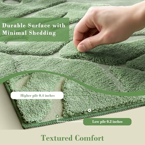 Tapete decorativo verde Arenarug 5x7 de felpa alta y baja miniatura 3
