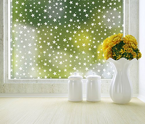 Image of ELTON Vinyl Self Adhesive Heat Control Anti UV 3D Window Privacy Film (24 x 240 inches, Small White Flower)