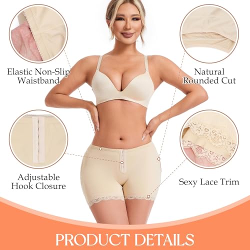 Image of Dulchany Butt Lifting Panties Booty Lifter Underwear for Women Adjustable Hip Enhancer Control Butt Lift Shapewear Shorts Beige