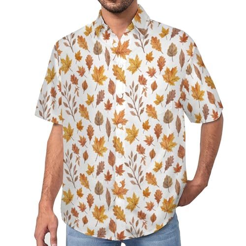 Chemise hawaïenne pour homme anti-transpiration avec imprimé thème d'automne