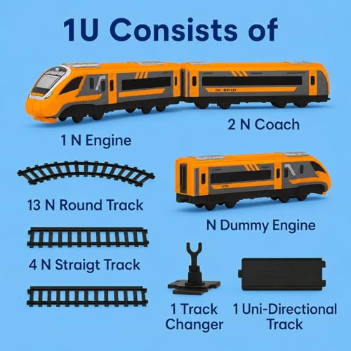 Image of Vande Bharat Express Bullet Train Toy for Kids Battery Operated with Tracks & Coaches, Electric Locomotive Model, Interlocking Railway Track & Track Changer Gift for Boys Girls