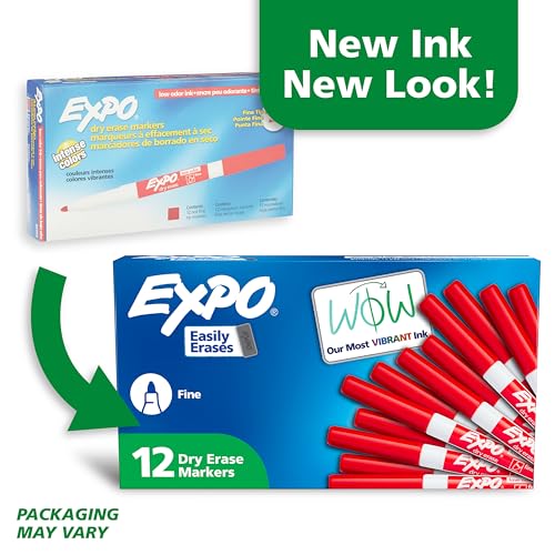EXPO 86002 Sanford EXPO Low Odor Dry Erase Marker Fine Point Red Box of 12