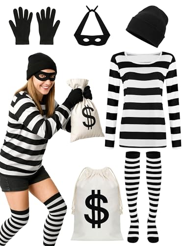 QZYL Halloween Women Robber Costume Set, XL Women Thief Cosplay