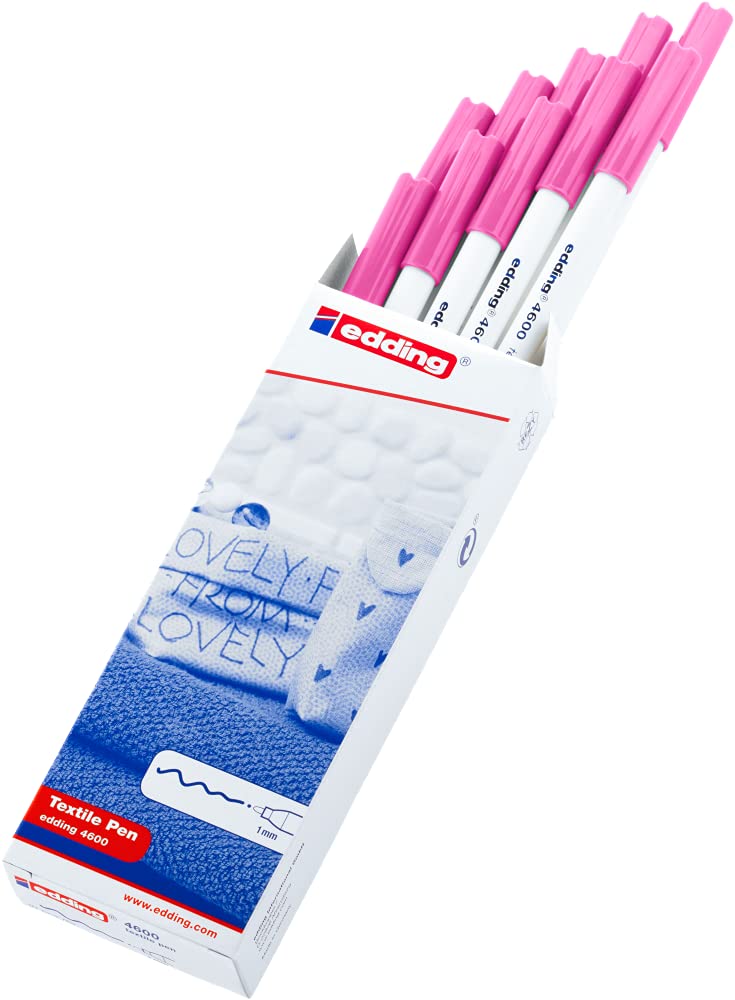 edding 4600 textielstift - doos à 10 kleuren - ronde punt 1 mm - permanente textielstiften voor het tekenen op textiel, wasbestendig tot 60 C - textielstift edding 4600 textielstift - doos à 10 kleuren - ronde punt 1 mm - permanente textielstiften voor het tekenen op textiel, wasbestendig tot 60 C - textielstift