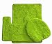 Royal Plush Collection 3-Piece Bathroom Rug Set, Bath Mat, Contour and Toilet Cover (Standard Round Size Toilet) - Lime Green