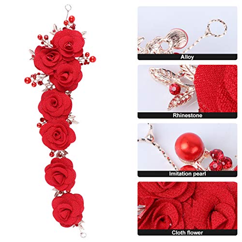 KESYOO Cabelo de Casamento Floral Usar AcessÃ³rios de CabeÃ§a de Casamento Vermelhos Fitas de Cabelo