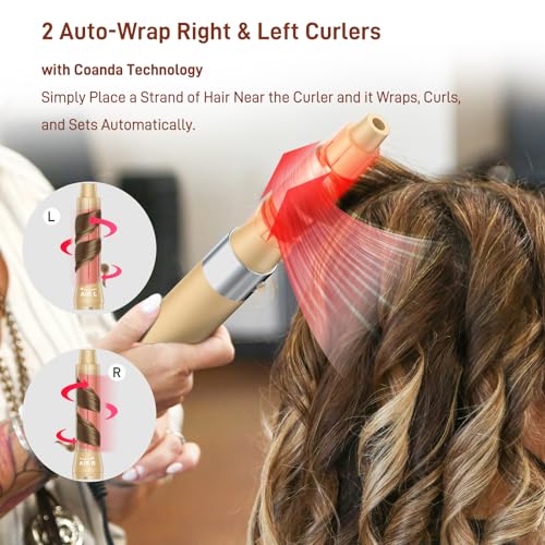 Image of 5 in 1 Hot Air Brush Set - 110,000 RPM Hair Dryer for Fast Drying, Multi-Styler with Auto-Wrap Curlers, Straightening and Volumizing Curling Brush