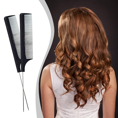 Peine profesional de carbon y acero inoxidable 8.8 pulg miniatura 4