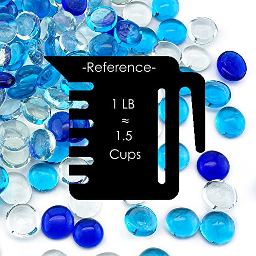 Image of CYS EXCEL Blue Mix Glass Gemstone Beads Vase Fillers (2 LBS) Flat Marble Beads Multiple Color Choices Aquarium Decor Rocks Floral Stones Decorative Mosaic Gem Pebbles