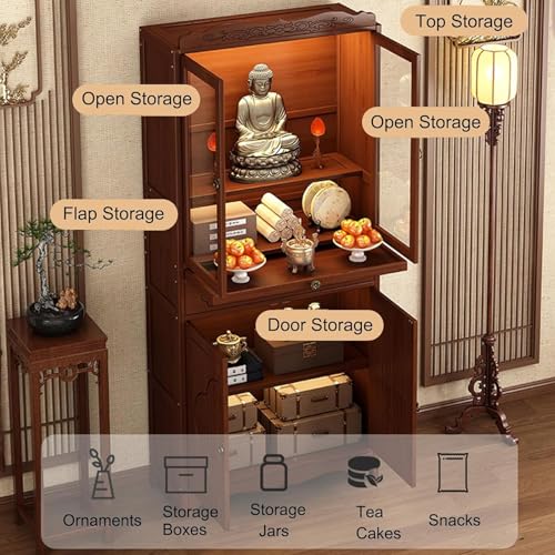 Table dautel bouddhiste avec rangement pour optimiser un petit espace