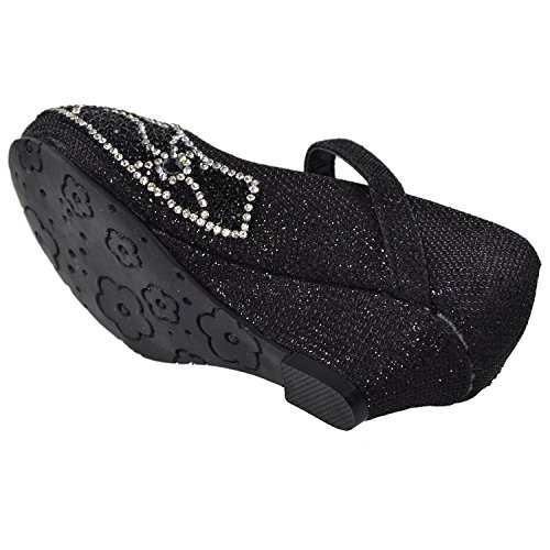 Generation Y Kids Wedge Pumps Dress Low Heel Girls Shoes Glitter Rhinestone GY-KS-SUN-023