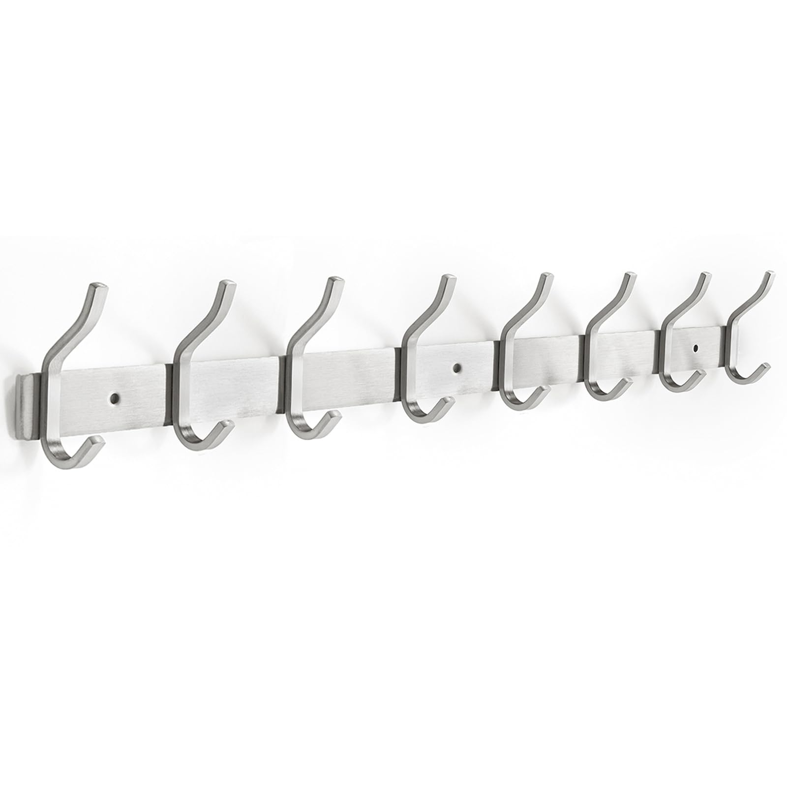 YUNISS Kleiderhaken Hakenleiste, Garderobenhaken Edelstahl mit 8 Haken, Wandhaken Garderobenleiste for Schlafzimmer, Badezimmer (Silber, 8 Haken)