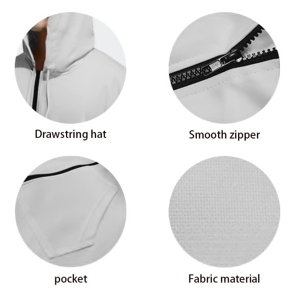 Set pigiama unisex per donna uomo manica lunga con cappuccio tuta con tasche zip up Activewear
