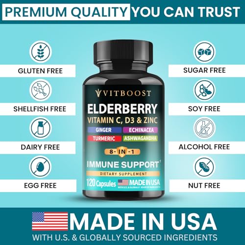 Image of VITBOOST Immune Support Supplement 8 in 1 with Vitamin D 5000 IU - 120 CT