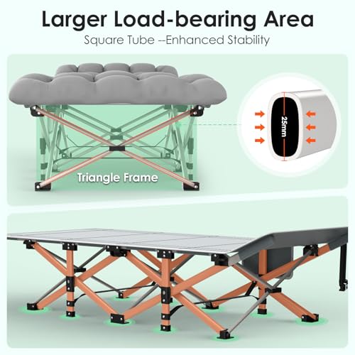 image for Suteck Camping Cot, Folding Camping Cot Bed for Adults Sleeping 1200D 