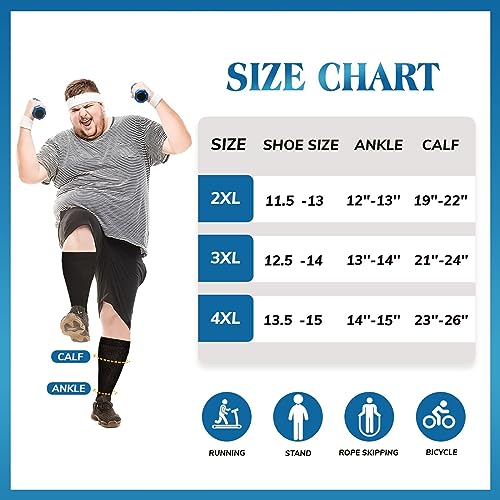 ZHIYU In grote maten voor dames en heren, kniehoge steunkousen met brede kuitsokken - Afbeelding 7