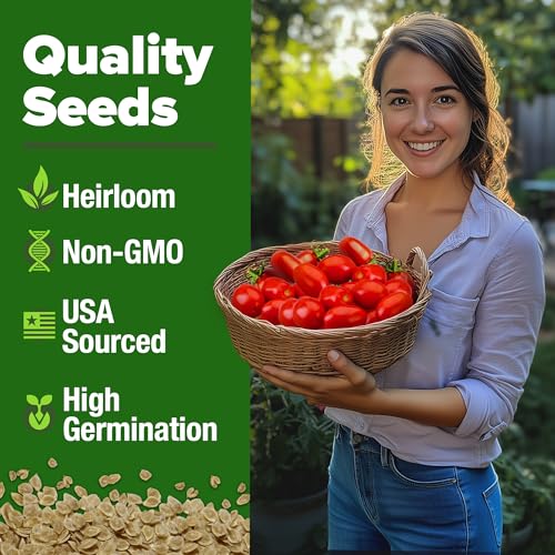 Image of HOME GROWN San Marzano Tomato Seeds 132+ Heirloom Non-GMO Seeds for Planting, High Germination, Indeterminate Roma Paste Tomato, Meaty Low Acid, Best for Sauce & Canning (Solanum lycopersicum)