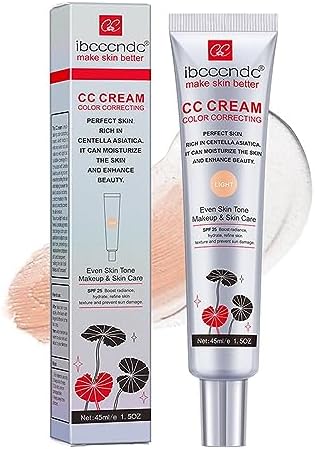 Hydrating CC Cream Foundation with Centella Asiatica Multi-Purpose Pre-makeup Primer Moisturizing Facial Concealer Sunscreen Full-Coverage CC Cream with SPF 25 (02)